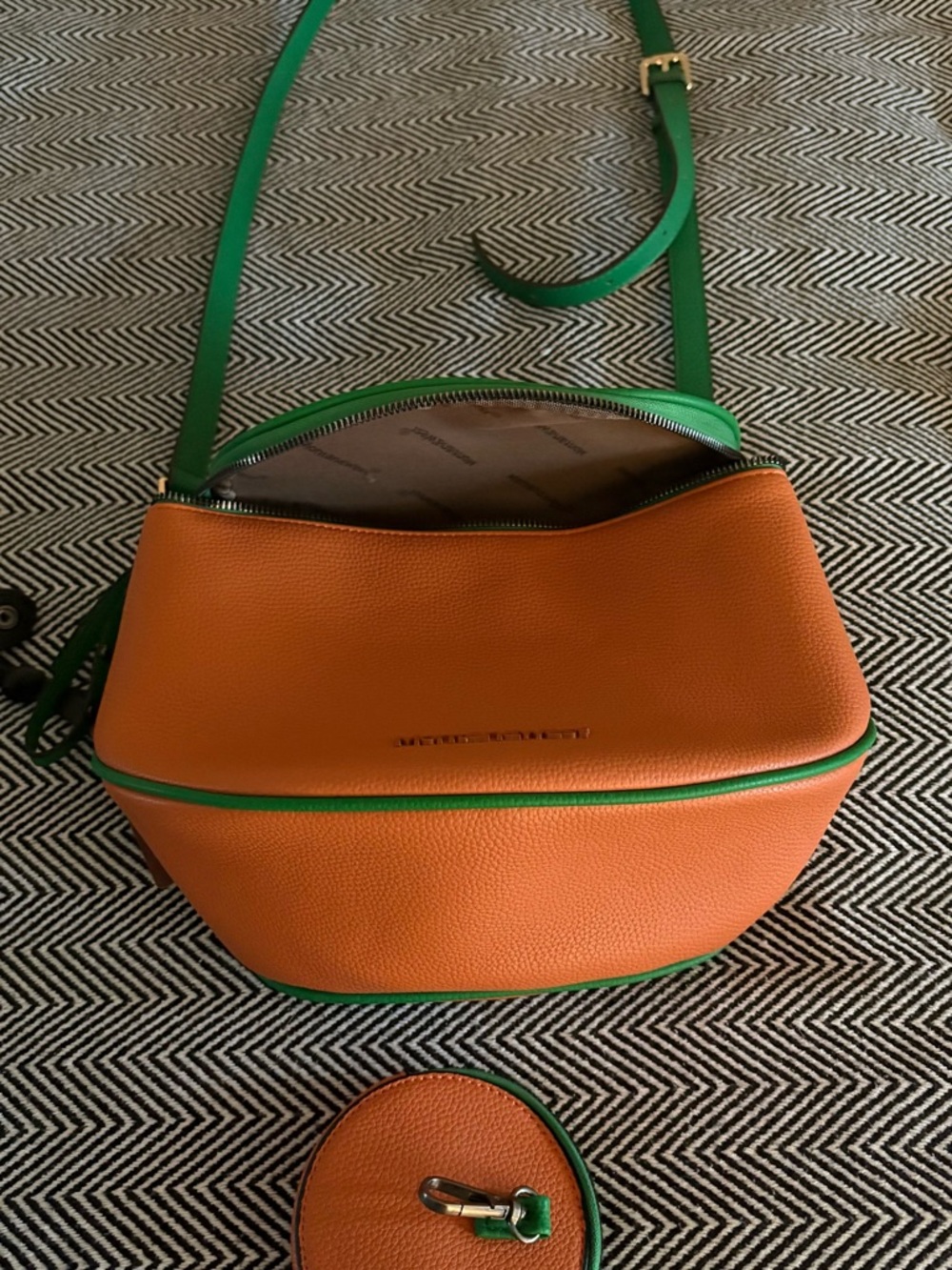 Montana West Orange Crossbody with Green Trim - Picture 2 of 3